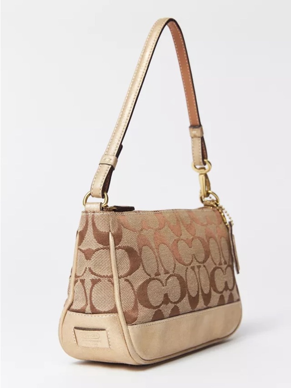 Vintage Coach Signature Demi Baguette shoulder bag Gold